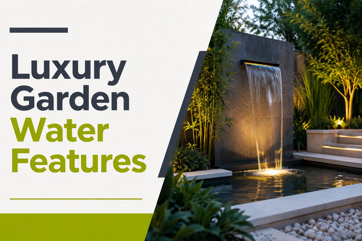 Luxury Garden Water Features: Choosing the right style, pump & lighting