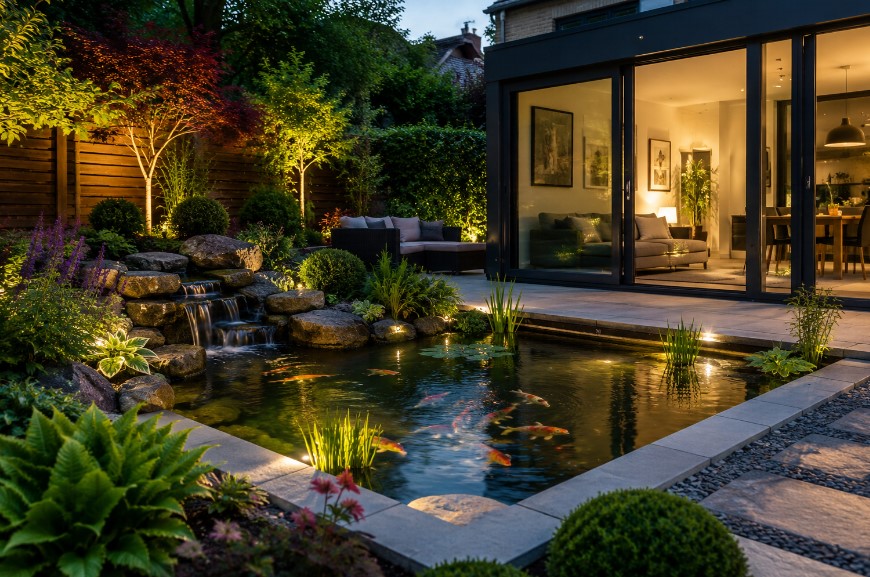 ponds in modern garden