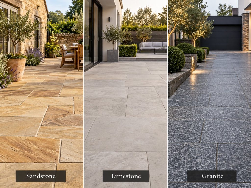 Natural stone paving
