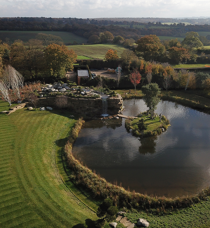 Garden pond installation in Essex